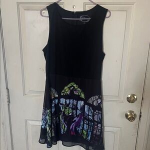 Disney maleficent sleeping beauty  Black and Multicolor Chiffon Sleeveless Dress